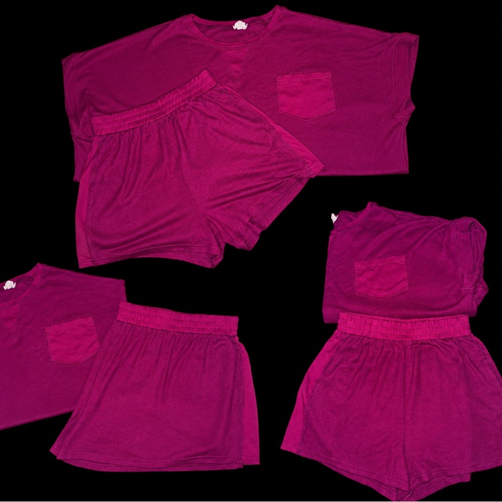Peach Love Women's Magenta Short Set